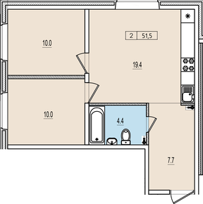 Двухкомнатная квартира № 3 с&nbsp;видом во двор. 1 этаж. Корпус 1