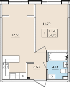Однокомнатная квартира № 112 с&nbsp;видом на ЖК Александрия. 1 этаж. Секция E